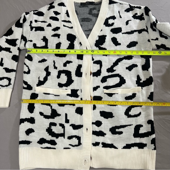 ZESICA Leopard Black N White Print Knitted Cardigan Long sleeves Size L - Picture 14 of 16